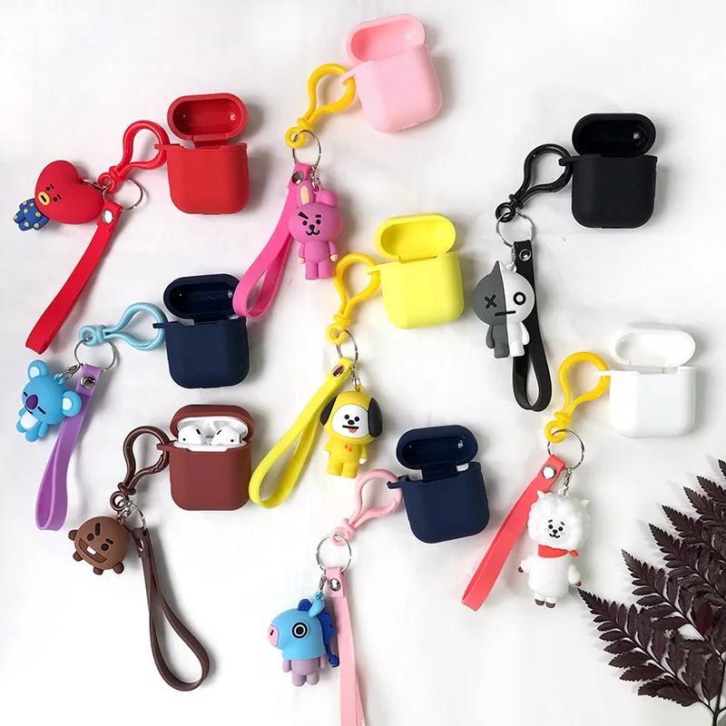 Cute Silicone Case Earphones For Apple Airpods i12 TWS Air Pods 1 2 3 Bluetooth Headphone Cover Cartoon Panda Box with Keychain