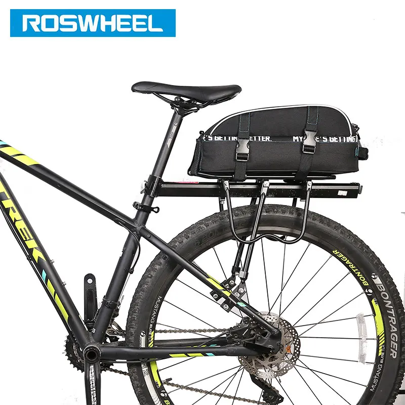 Clearance ROSWHEEL New Bicycle Carrier Bag 8L Rack Trunk Double Layer Bike Luggage Pannier Cycling Storage Handbag Shoulder Strip 141416 4