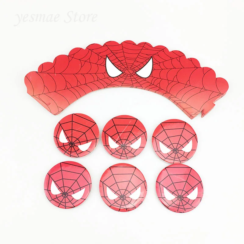 

24pcs/lot red Spider Man cartoon Party Cupcake Wrapper cupcake Topper For Baby Shower Birthday Party Decoration Supplies