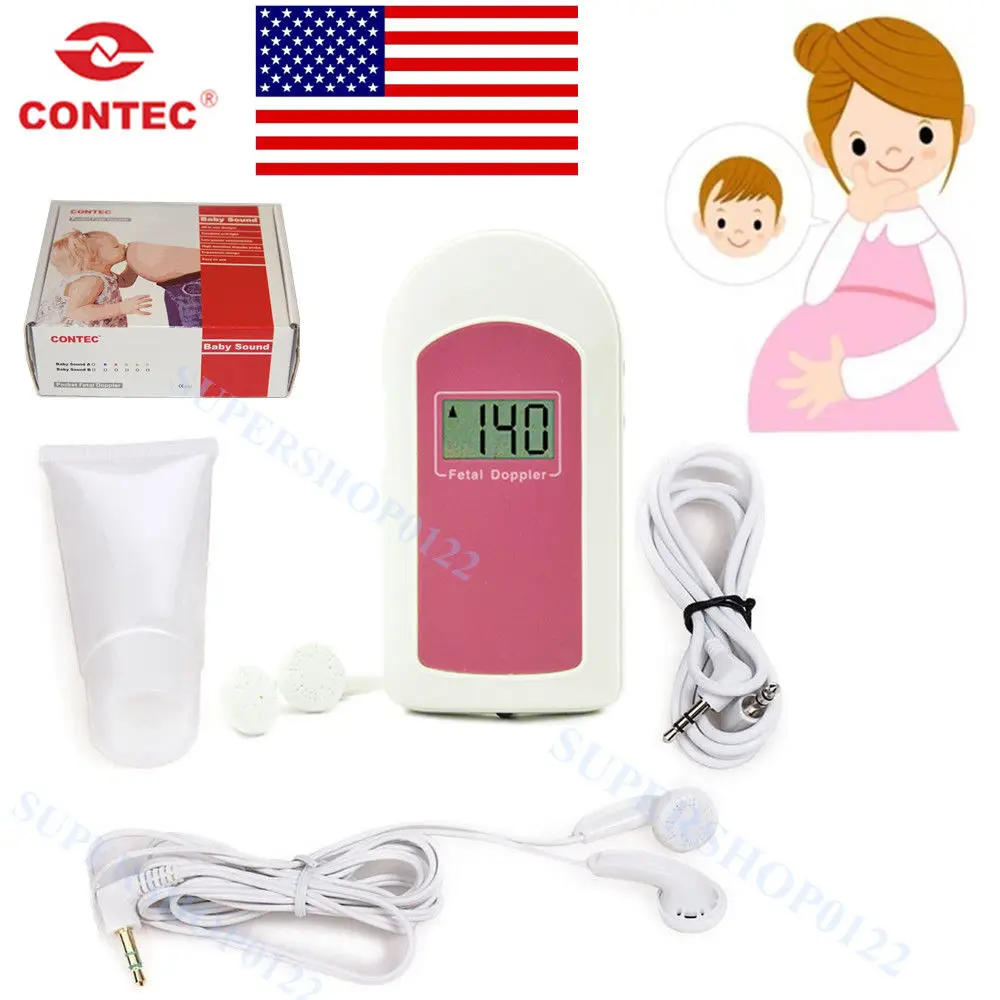 5 pic Factory FDA USA SellerCONTEC Fetal Heart Rate Doppler Baby Sound B Ultrasonic Doppler LCD Free GeL