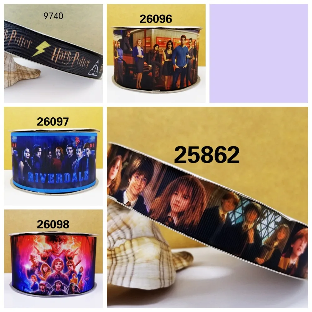 

Free shipping 50 yard cartoon printed grosgrain ribbon 26098