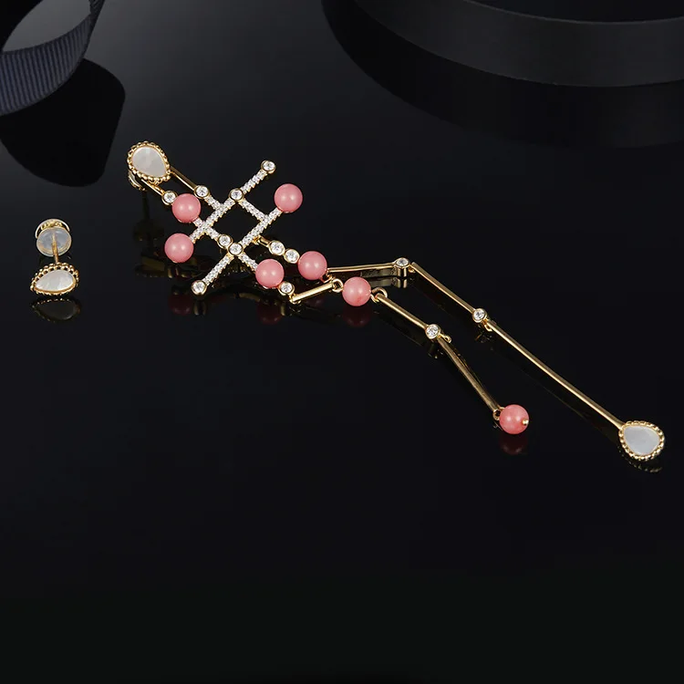 

Personality Coral Earrings 925 Sterling Silver with Zircon Fashion Jewelry Fits APM Moroccan Jewelry with Gift Female Jewelry