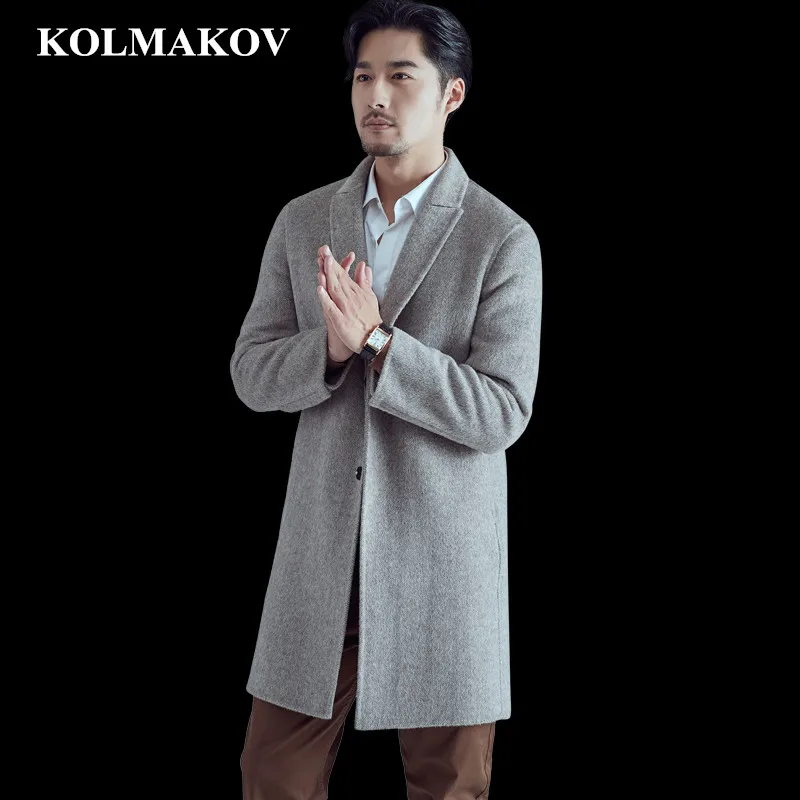 

KOLMAKOV Men's Clothing New Top Designed Mens Woolen Coats Double Faced Wool Windbreakers Man Long Luxury Overcoats for Men 3XL