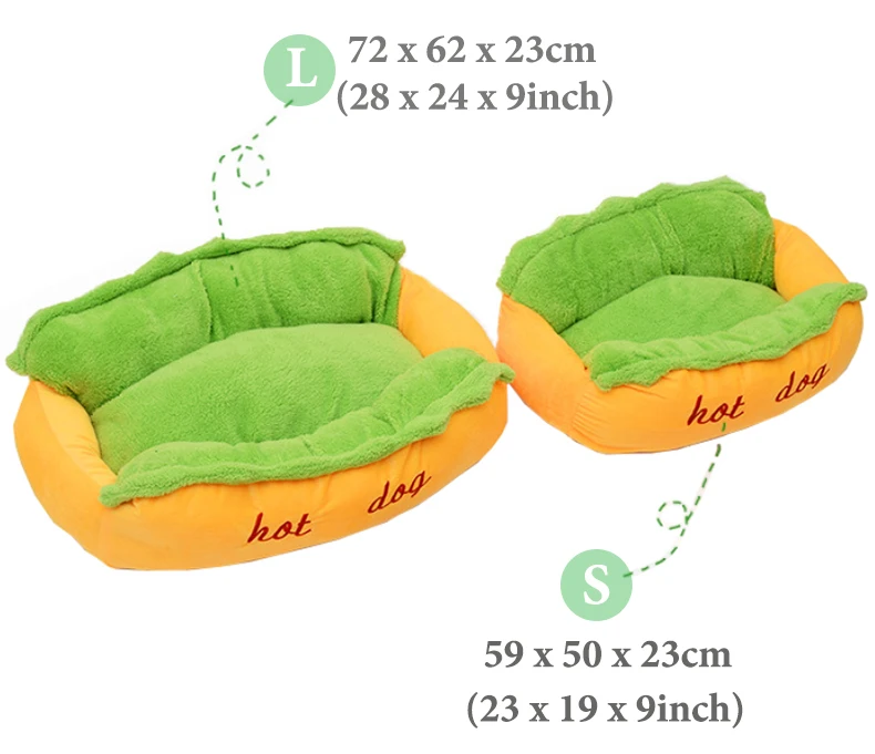 Funny Hot Dog Dog Bed Pet Cat Sofa Cushion Soft& Cozy Cat House Sleeping Bag Puppy Nest Kennel for Small Medium Pet Supplies