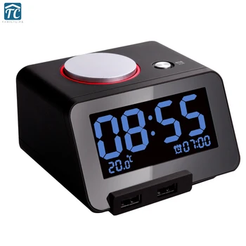 

Electronic Alarm Clock Desk Led Luminous Band Mute Thermometer Usb Charge Oversized Control LED Electronic Desktop Digital