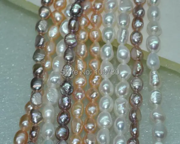 

Jewelry 00271 Natural mix color 10strs AA+ 6-7mm luster baroque freshwater pearls