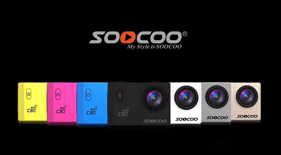 16 Гб SOOCOO C30 Wi-Fi, со сверхвысоким разрешением Ultra HD, 2 K 30fps полный HD 1080 P Мини Спорт Камера+ экстро аккумулятор 1 шт+ автомобиля Зарядное устройство+ держатель