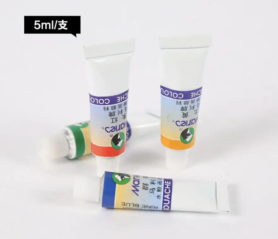 

1Set 12 Colors 5ML Gouache Pigment With Painting Pen Kids Draw Gouache Paints Tube With Drawing Brush Art Supplies Draw Tool