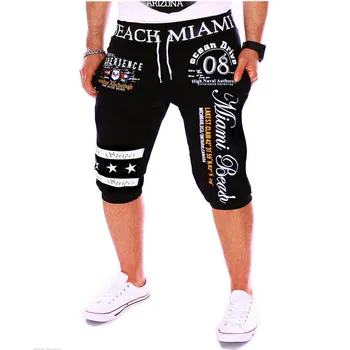 

KLV 2019 Fashion personality casual digital printing tide men's shorts drawstring elastic waist printed loose sweatpants 6.11