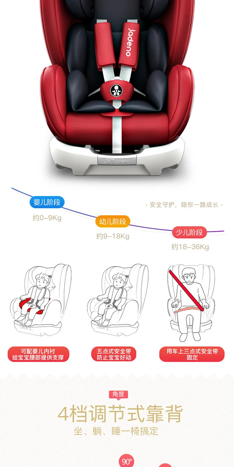 Детское сиденье для безопасности автомобиля, детское автомобильное кресло для безопасности, Isofix защелка, пятиточечный жгут, автомобильные