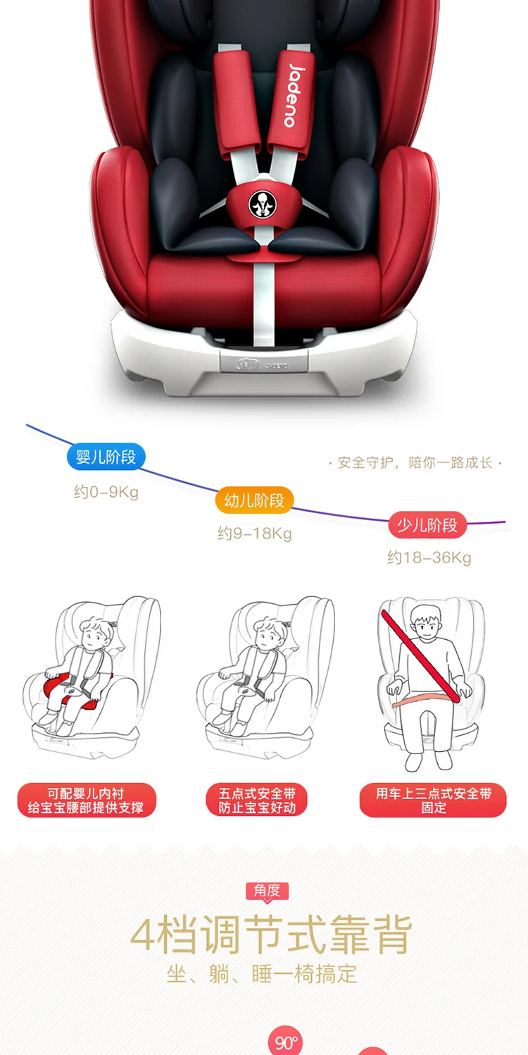 Детское автомобильное безопасное сиденье, детское автомобильное сиденье, кресло безопасности, универсальное сидение и лежа, Isofix, пятиточечная шлейка для детей, автомобильное защитное От 0 до 12 лет