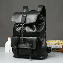 ETONWEAG New 2017 women brands cow leather black string vintage backpacks preppy style vintage school bag travel laptop bag