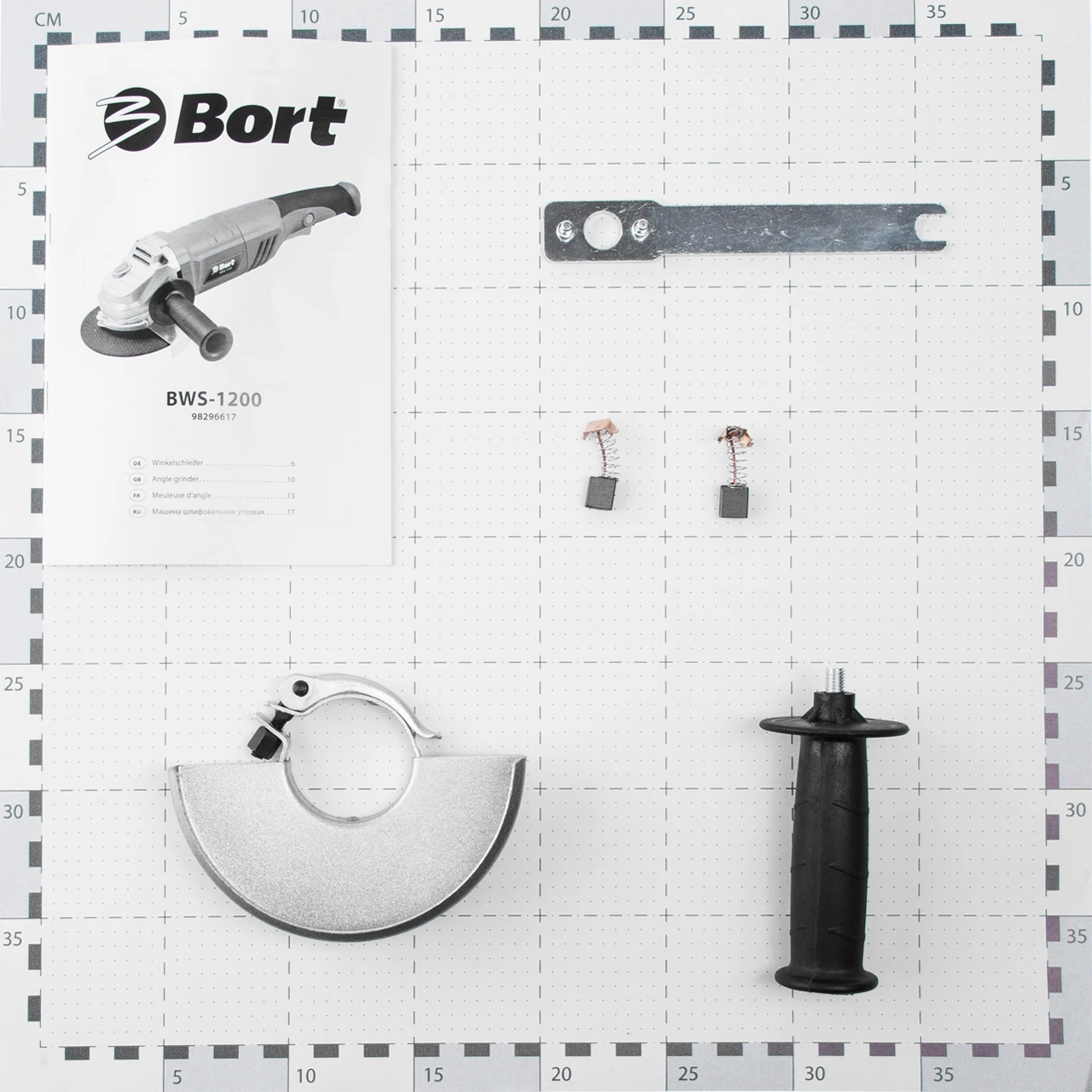 Машина шлифовальная угловая Bort BWS-1200 (Мощность 1200 Вт, 11000 об/мин холостого хода, диаметр диска 125 мм, блокировка шпинделя, посадочный диаметр диска 22.5 мм)
