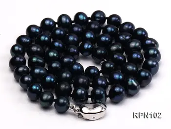 

Fashionable Single-strand 8-9mm Black Round Freshwater Pearl Necklace 18"