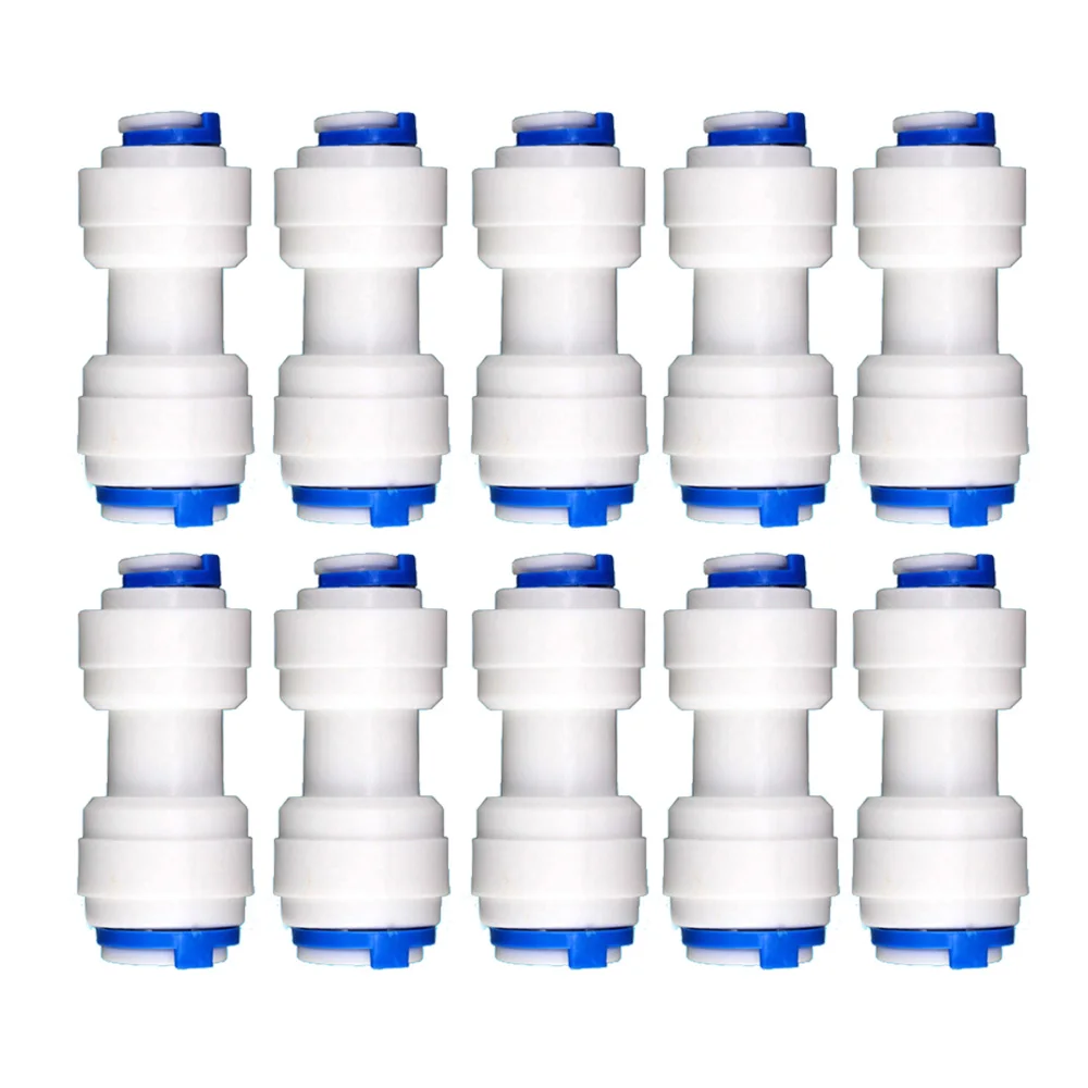 

10 PCS 3/8" to 1/4"Tub OD Quick Connect Tube Fittings I-Type Straight Connector for RO Water Systems Water Purifier Accessories