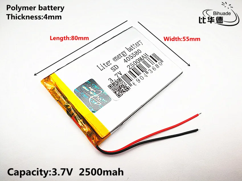 Хорошего качества 3,7 V, 2500mAH 405580 полимерный литий-ионный/литий-ионный аккумулятор для планшетных ПК банк, gps, mp3, mp4