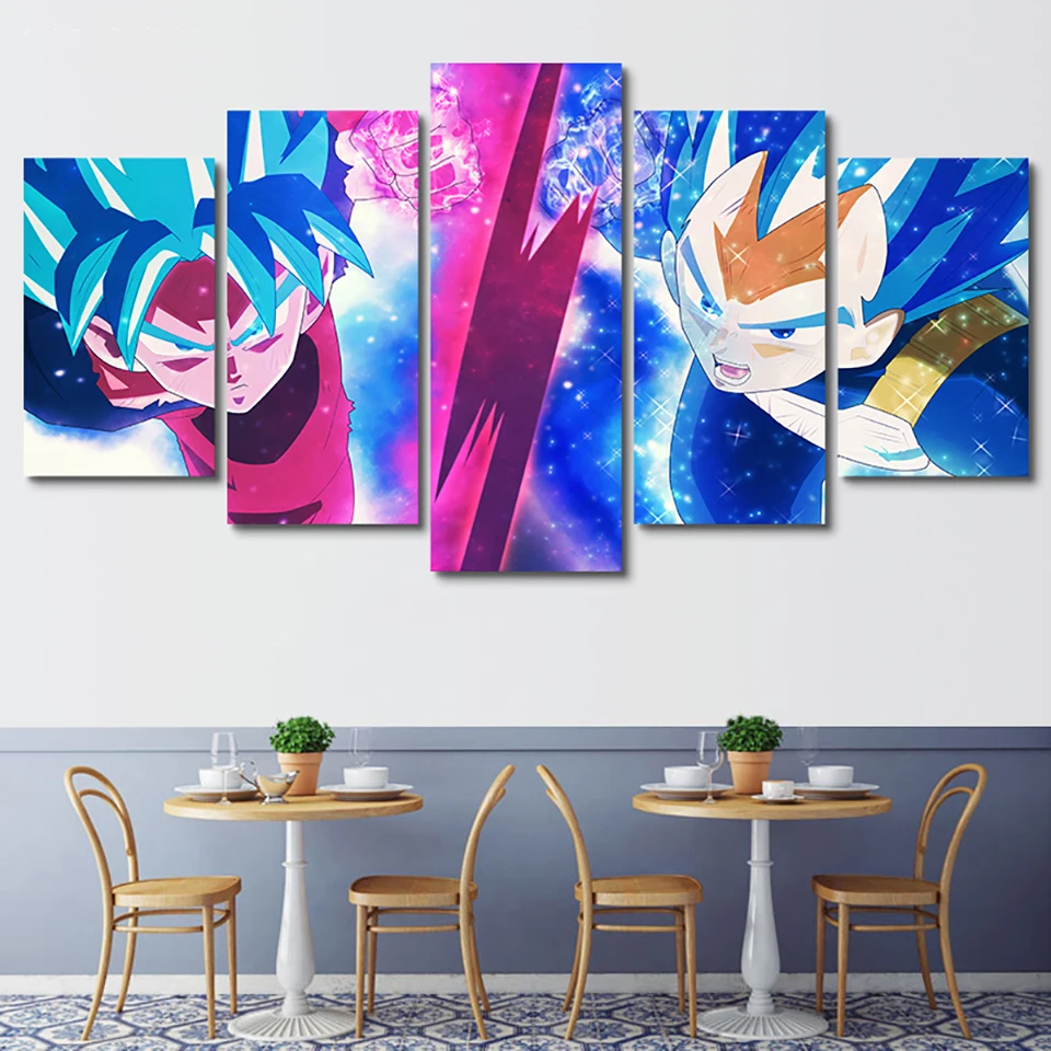 Украшение дома Hd печатает фотографии стены искусства 5 шт. Dragon Ball Гоку плакат Модульная картина холст для гостиная оформлена