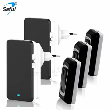 

High Quality Black Touch Sensor Waterproof Wireless Doorbell Smart LED Home Door Bell With 3 Transmitters+2 Receivers Doorbells