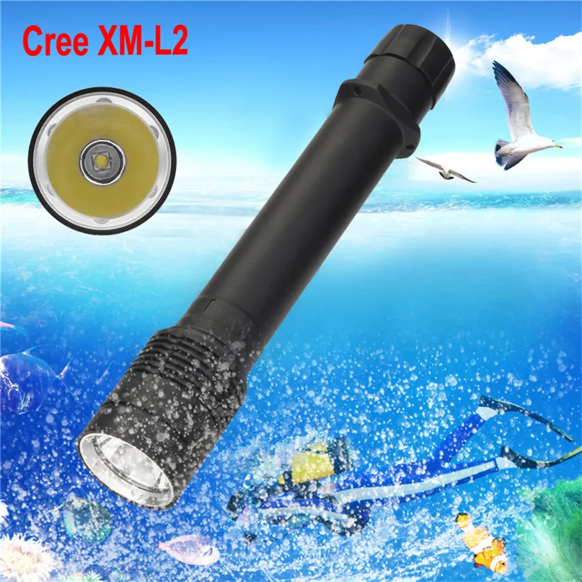 High Quality XM L2 LED Scuba Diving Flashlight Torch 26650 Light