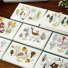 Новые милые Мультяшные лесные животные набор поздравительных открыток(+ конверт)/