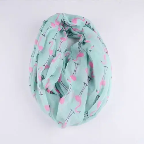 

Lightweight scarf Women Light Green Flamingo Swan Birds Print Infinity Scarves 20pcs/lot free shipping