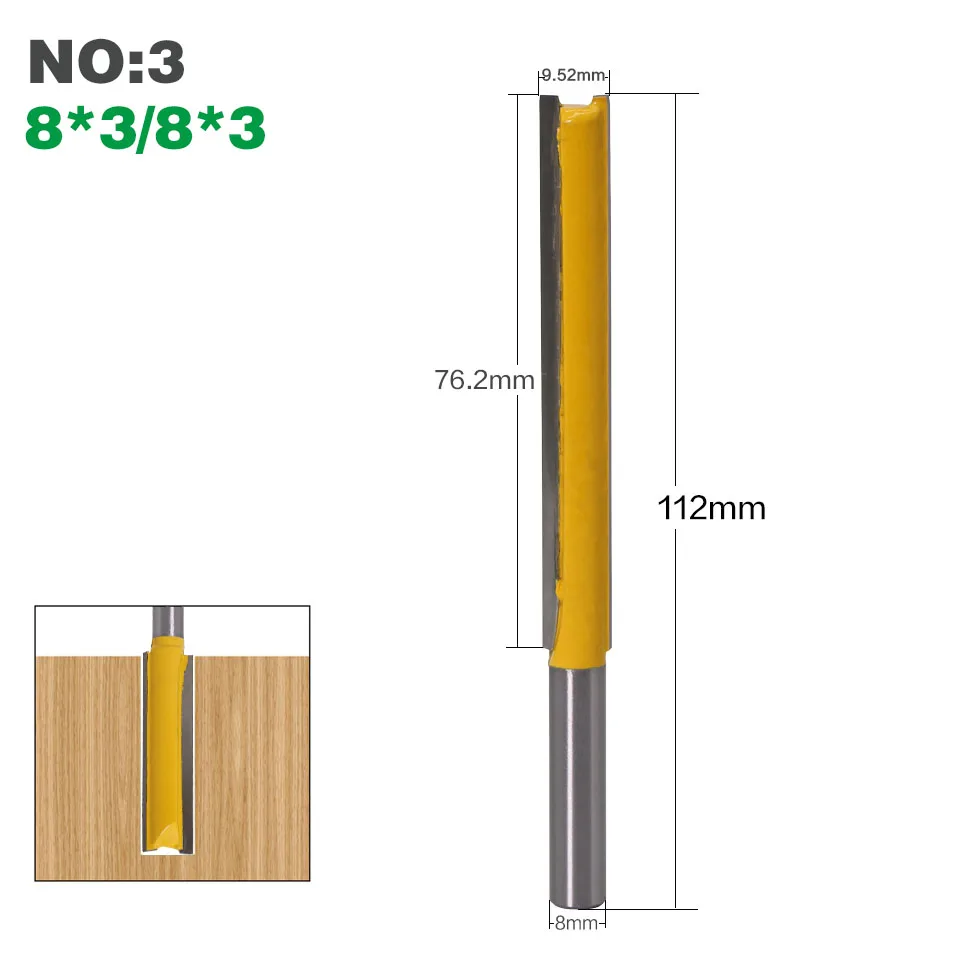 1 шт. 8 мм "хвостовик длинная Чистка Нижняя фреза деревообрабатывающие чистые Биты