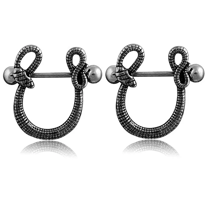 

Nipple Rings Men Snake-Nipple rings Piercing Men Women Sexy Animal-316L Surgical Steel 14G Sold as Pair