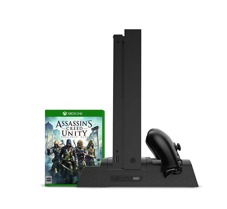 Vertical Cooling Stand Charging Stand for Xbox One/Xbox One S/Xbox One X Console Controllers with two Batteries and Game Storage