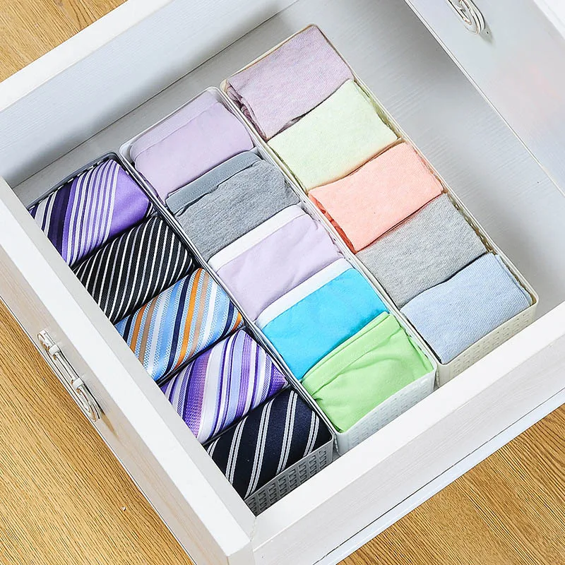 5 Gird Plastic Underwear Organizer Bra Socks Storage Box Drawer Cosmetic Divider Tidy Candy Color Home Organizers
