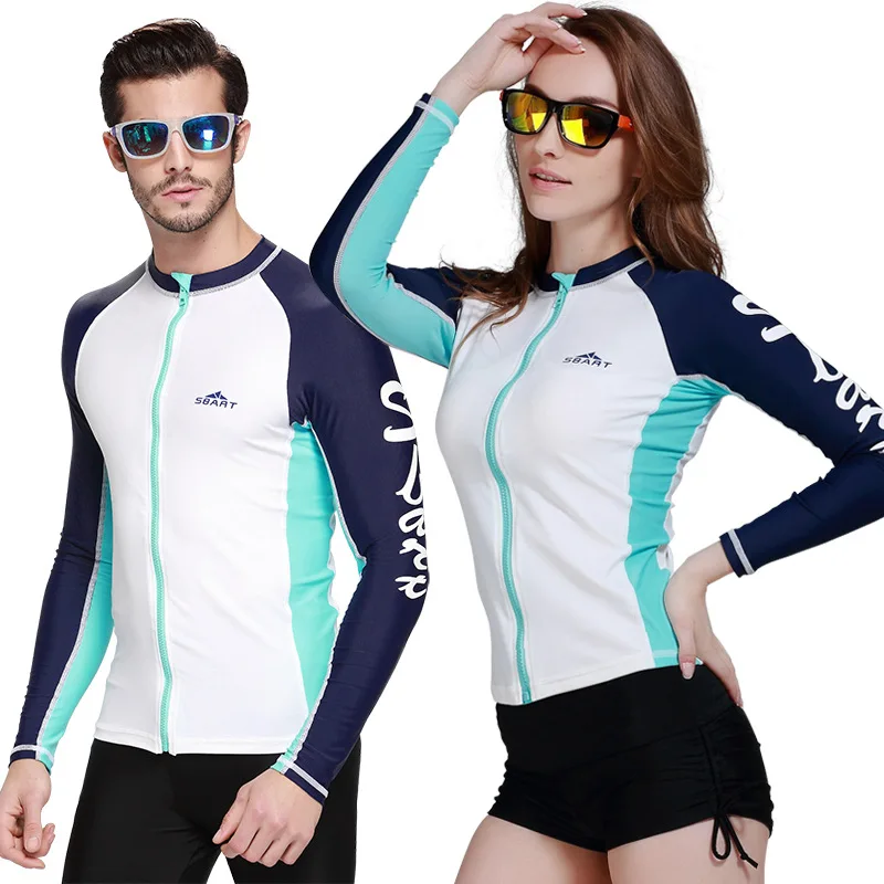

SBART 2016 upf 50 Swim Rash Guard Men Long Sleeve Swim Shirts Anti UV Rashguard Tops Zipper Plus Size Men Rashguard Jacket