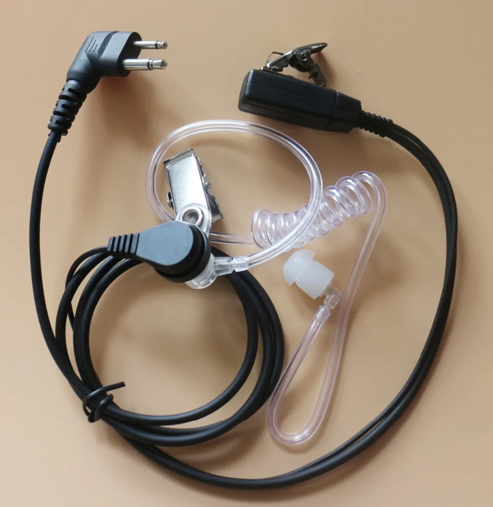 

2pc Covert Acoustic Air Tube EarPiece Headset EAR PIECE MIC PTT FOR MOTOROLA 2-Pin Two Way Radio CLS1110 CP100 CLS1410 CP200