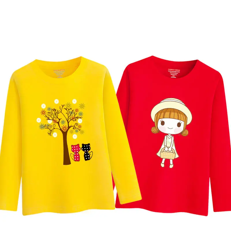 

Hot Selling Girls Tshirt Long Sleeve Cartoon Kids Spring Autumn Clothes Cute Bottoming T Shirts for Children Tree Sweatshirts