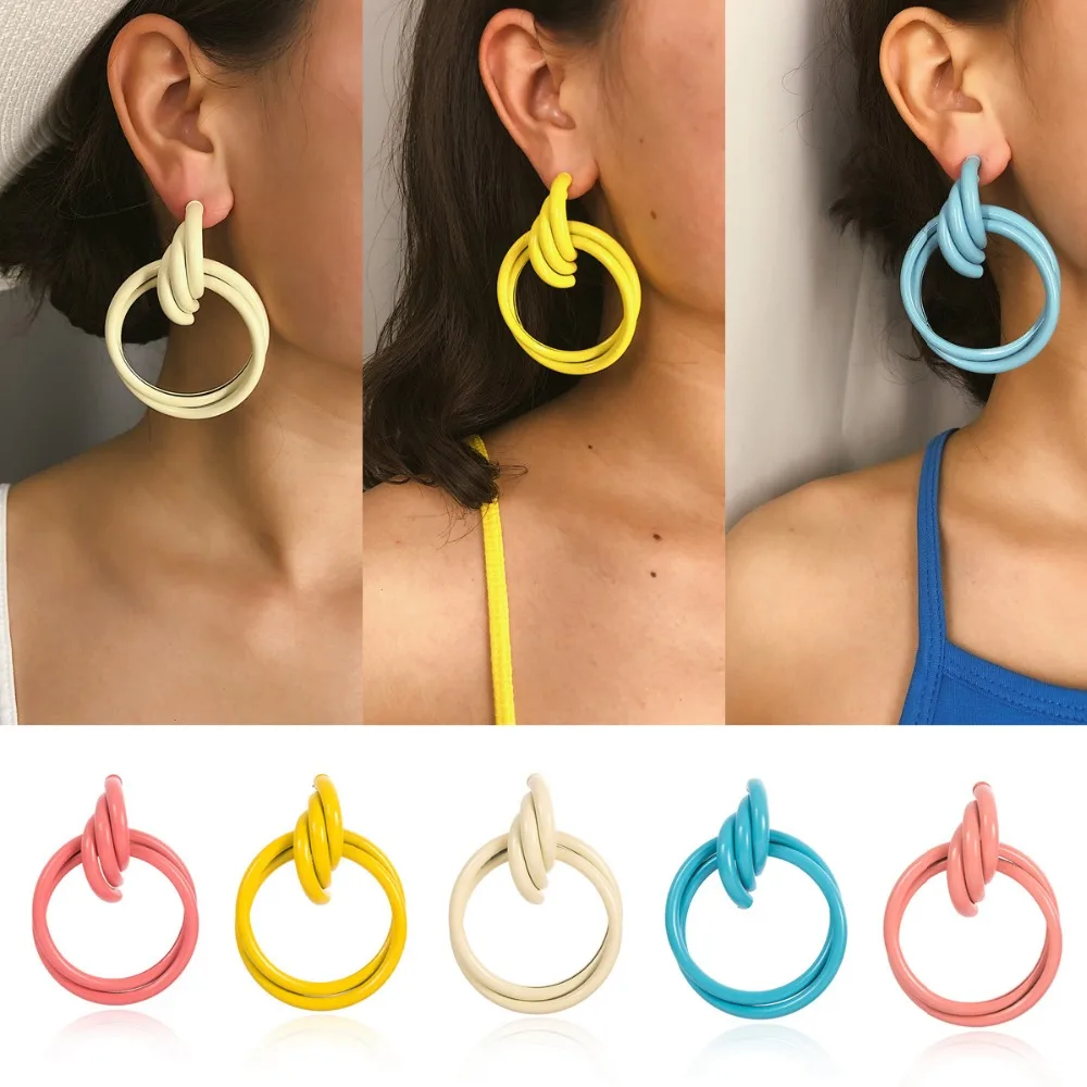 

OLOEY Fashion Women Earrings Boho Summer Geometric Ladies Earrings Creative Candy-colored Ear Jewelry Accessories Female Gifts