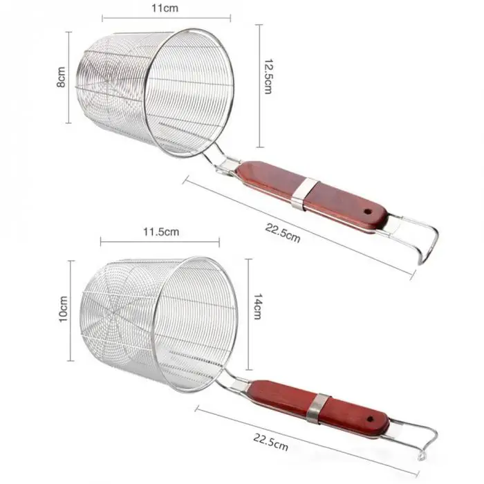 Деревянная ручка сетчатая корзина из нержавеющей стали пищевой скиммер кухонный инструмент для макароноварка TT-best