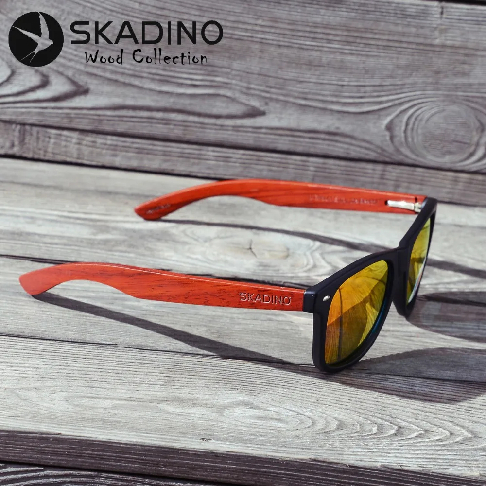 SKADINO UV400 поляризованные красные розовые деревянные солнцезащитные очки модные солнцезащитные очки для женщин и мужчин с покрытием линзы ручной работы крутой бренд