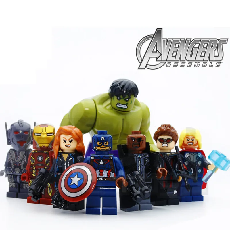 

8pcs/lot Legoings The Avengers Hulk Thor Captain Iron-man Black Widow Building Blocks Kit Toys Kids Gifts