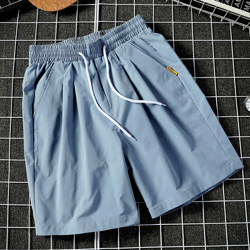Мужские s мужские шорты кэжуал летние короткие брюки плюс размер чистый цвет ремень шнурок пляжные спортивные шорты брюки masculino
