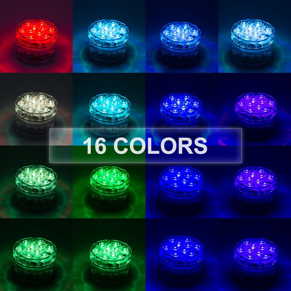 10 Led пульт дистанционного управления RGB погружной светильник на батарейках