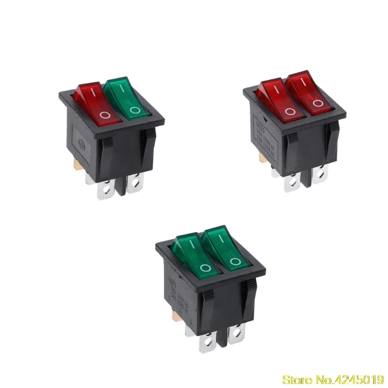 

New High quality Dual Boat Rocker Switch 6 Pin On-Off With Green Red Light 20A 125V AC