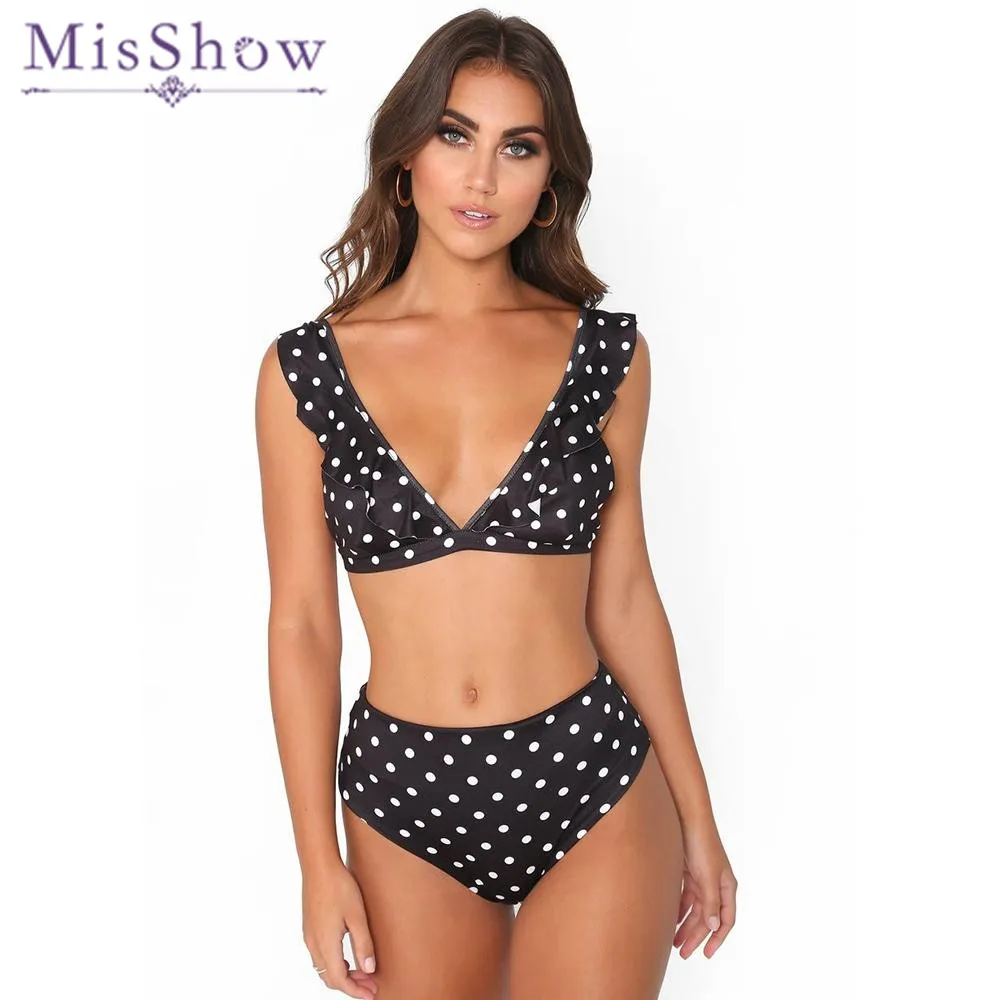 Misshow 2018 летний комплект бикини в горошек Купальники для малышек Sexy V Средства
