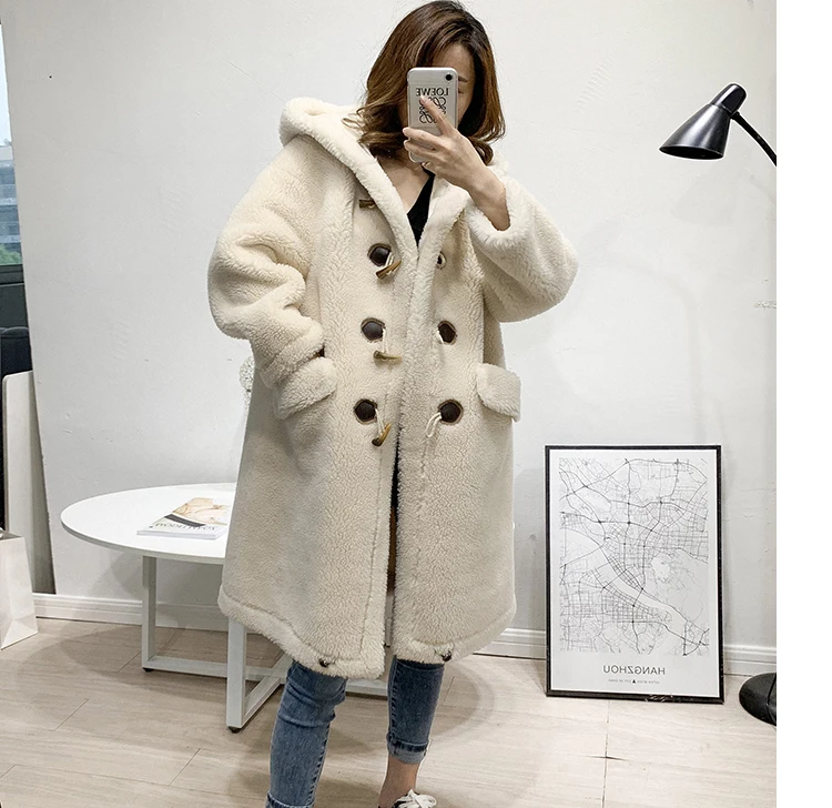 OFTBUY, зимняя женская куртка, пальто из искусственного меха, гранулы, Овечья стрижка, пальто с капюшоном для женщин, 50% шерсть, овечья шерсть, кашемир, уличная одежда