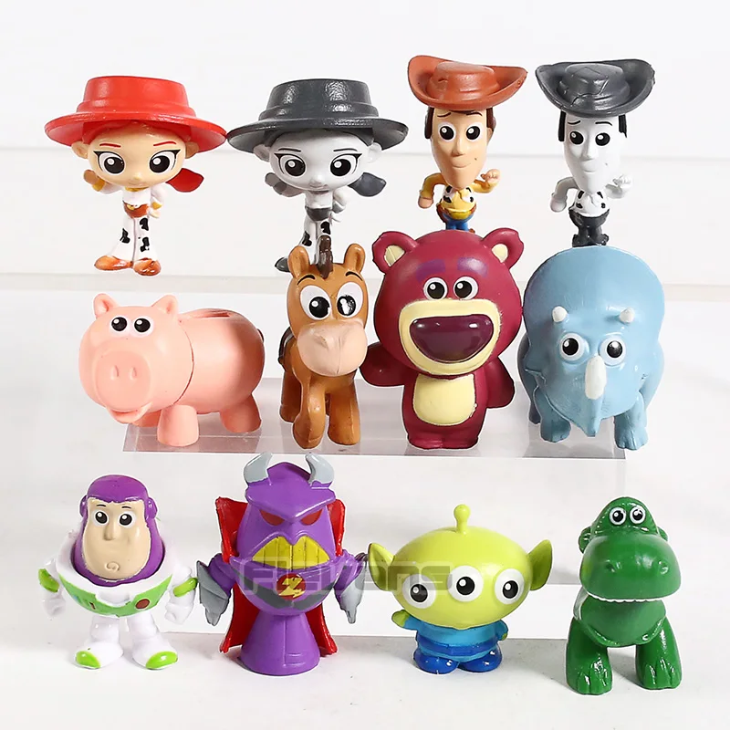 

Toy Story Woody Buzz Lightyear Jessie Bullseye Alien Zurg Rex Hamm Bullseye Lotso PVC Figures Toys Dolls Gift for Kids 12pcs/set