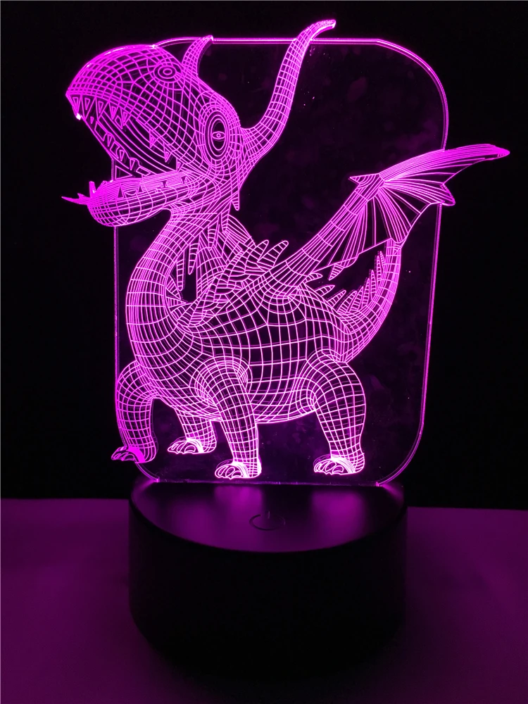 Птерозавр даргон 3D лампа светодиодный USB Иллюзия ночной Светильник многоцветный