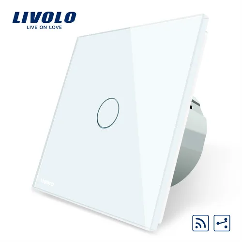 Livolo ЕС Стандартный Беспроводной выключатель 1 Gang 2 Way, AC 220~ 250 V, с дистанционным Функция, C701SR-1/2/3/5, без пульта дистанционного управления - Цвет: White