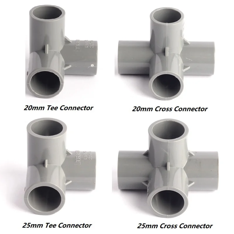 4 Type Inner 20/25mm 90 Angel Equal Tee/Cross PVC Connectors Durable