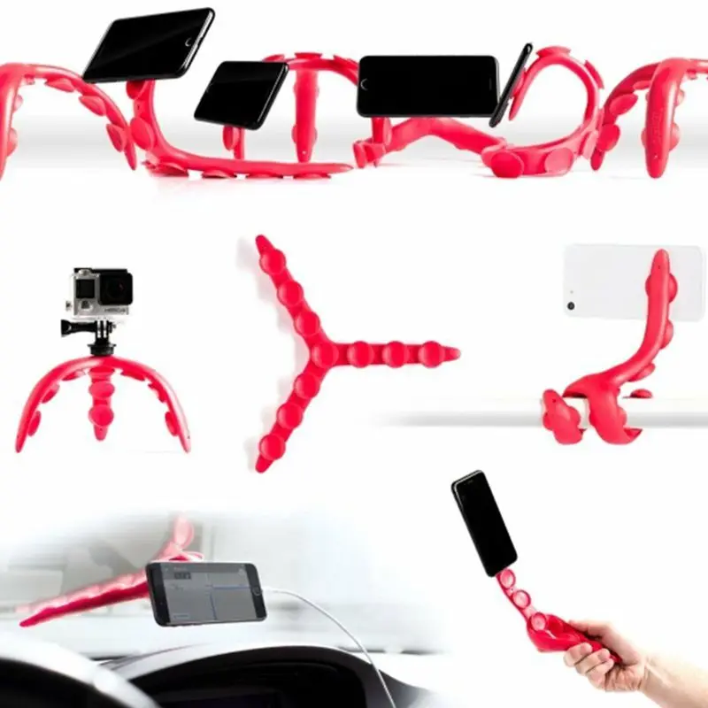 Soft Silicone Suction Cup Flexible Octopus Tripod Mini Phone Bracket