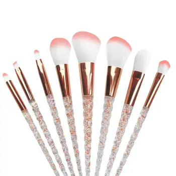 

8 PCS/Set Professional Foundation Powder Cream Blush Brush Kits Spiral Transparent Plastic Handle Brush Set Beauty Tools