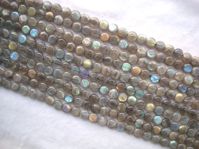 Лабрадорит плоская монета/Круглые бусины для самостоятельного изготовления ювелирных изделий браслет ожерелье серьги