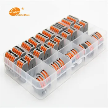 

30pcs connector Kit in box Terminal Block Lever Lock Clamp PCT 212 213 215 Universal Compact Wire Wiring Connector