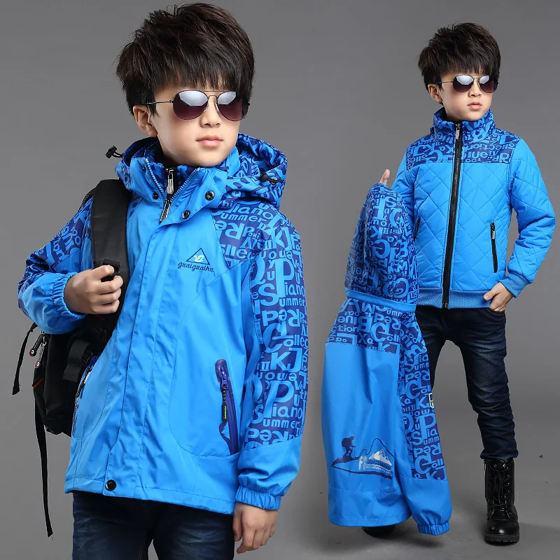kids boys winter clothes 2pcs waterproof windproof hooded outerwear jacket cotton padded warm coat boys winter